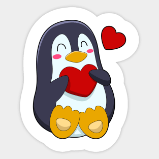 Penguin with Heart Sticker